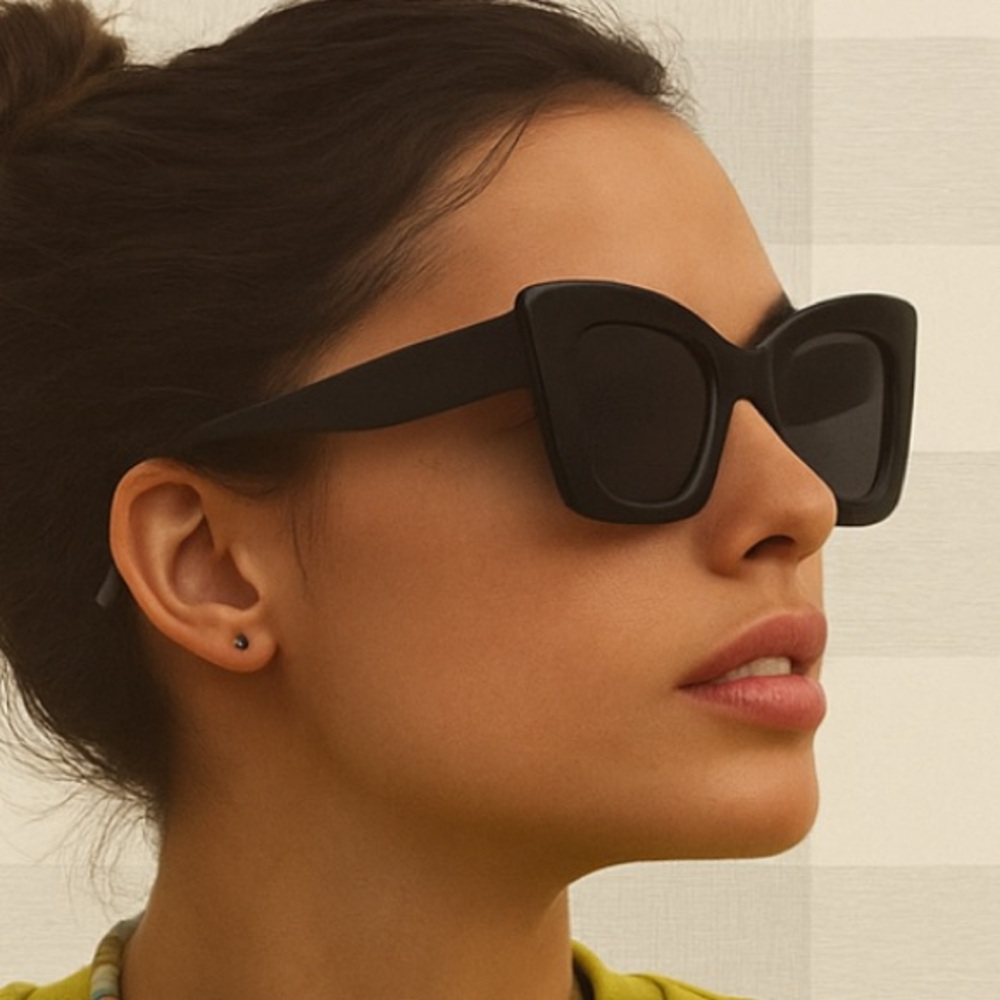 🌺🕶️ NWT Anthropologie Eyeking Butter Cateye Sunglasses – Black – One Size - Picture 8 of 9